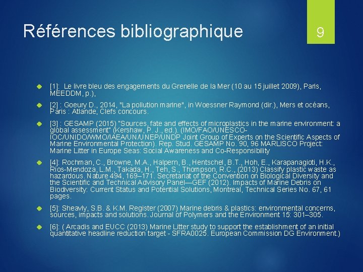 Références bibliographique 9 [1]: Le livre bleu des engagements du Grenelle de la Mer