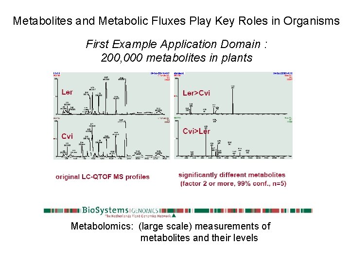 Metabolites and Metabolic Fluxes Play Key Roles in Organisms First Example Application Domain :