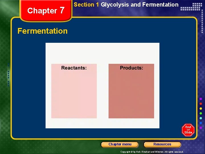Chapter 7 Cellular Respiration Table of Contents Section