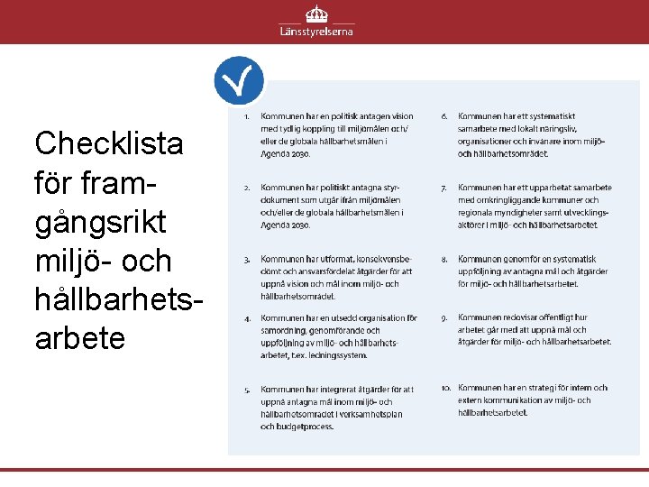 Checklista för framgångsrikt miljö- och hållbarhetsarbete 