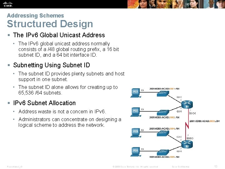 Addressing Schemes Structured Design § The IPv 6 Global Unicast Address • The IPv