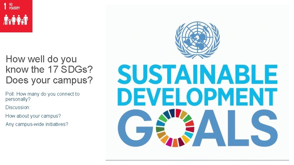 How well do you know the 17 SDGs? Does your campus? Poll: How many