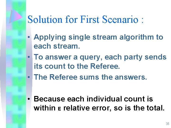 Solution for First Scenario : • Applying single stream algorithm to each stream. • Solution for First Scenario : • Applying single stream algorithm to each stream. •