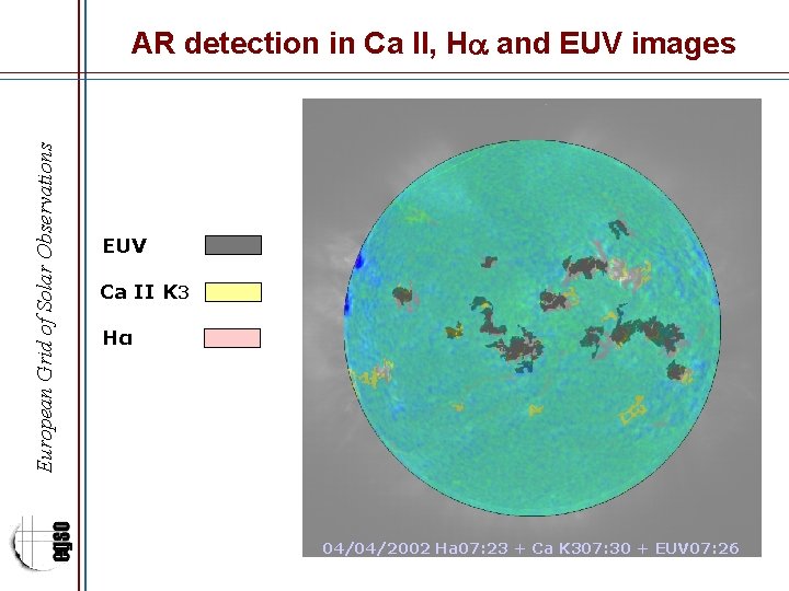 European Grid of Solar Observations AR detection in Ca II, H and EUV images