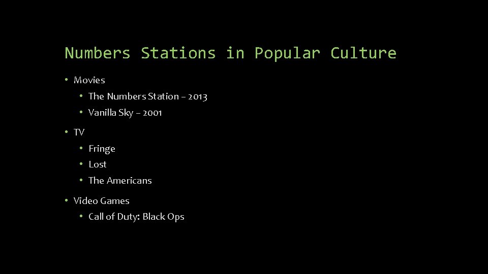 Numbers Stations in Popular Culture • Movies • The Numbers Station – 2013 •