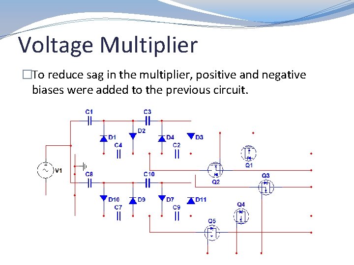 Voltage Multiplier �To reduce sag in the multiplier, positive and negative biases were added