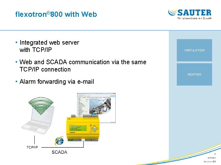flexotron® 800 with Web • Integrated web server with TCP/IP VENTILATION • Web and