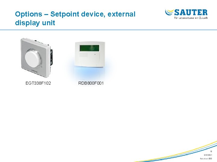 Options – Setpoint device, external display unit EGT 338 F 102 RDB 800 F