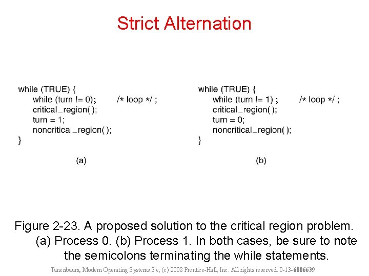 Strict Alternation ; ; Figure 2 -23. A proposed solution to the critical region