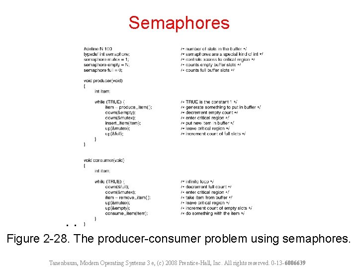 Semaphores . . . Figure 2 -28. The producer-consumer problem using semaphores. Tanenbaum, Modern