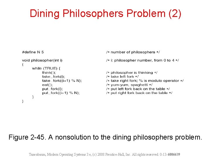 Dining Philosophers Problem (2) Figure 2 -45. A nonsolution to the dining philosophers problem.