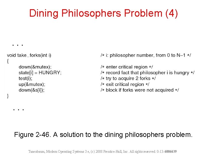 Dining Philosophers Problem (4). . . Figure 2 -46. A solution to the dining