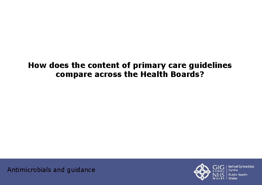 How does the content of primary care guidelines compare across the Health Boards? Antimicrobials