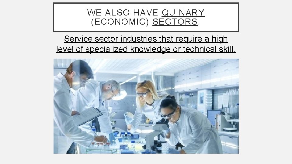 WE ALSO HAVE QUINARY (ECONOMIC) SECTORS. Service sector industries that require a high level