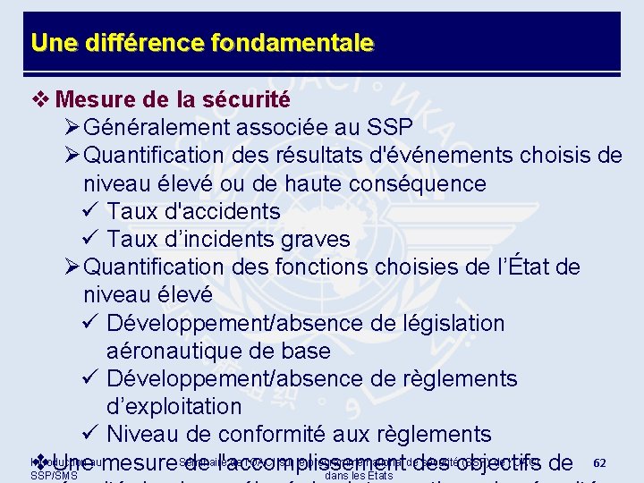 Une différence fondamentale v Mesure de la sécurité Ø Généralement associée au SSP Ø