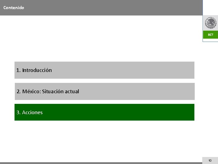 Contenido 1. Introducción 2. México: Situación actual 3. Acciones 10 