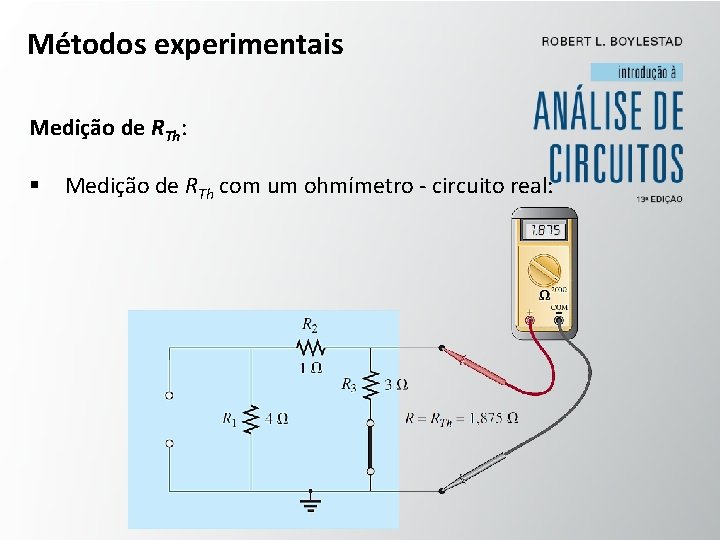 Métodos experimentais Medição de RTh: § Medição de RTh com um ohmímetro - circuito