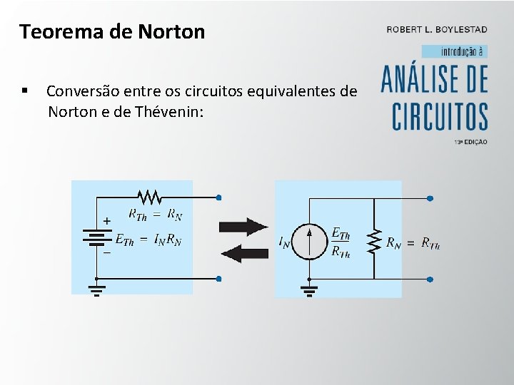 Teorema de Norton § Conversão entre os circuitos equivalentes de Norton e de Thévenin: