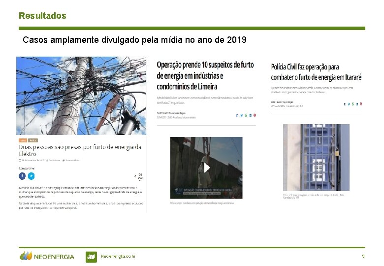 Resultados Casos amplamente divulgado pela mídia no ano de 2019 Neoenergia. com Nível de