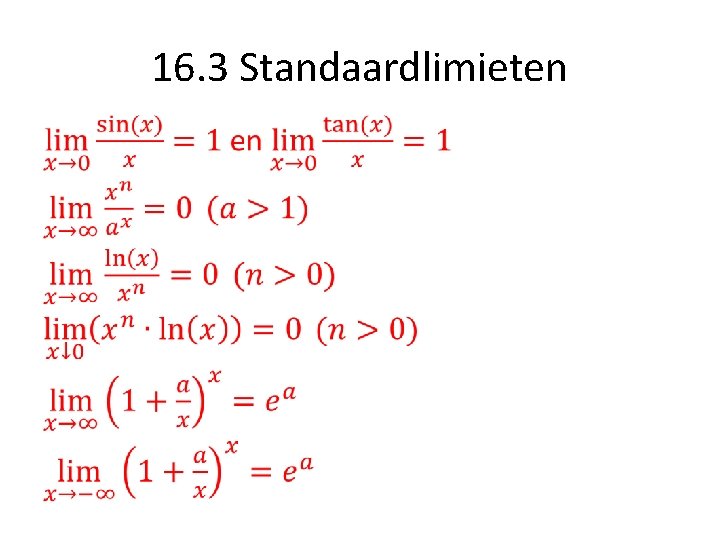 16. 3 Standaardlimieten • 