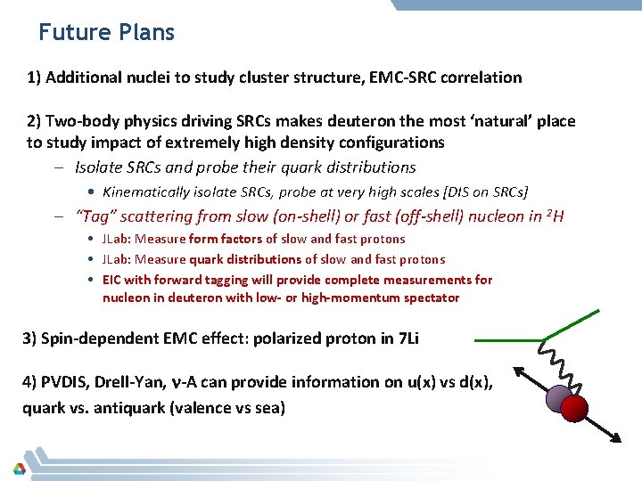 Future Plans 1) Additional nuclei to study cluster structure, EMC-SRC correlation 2) Two-body physics