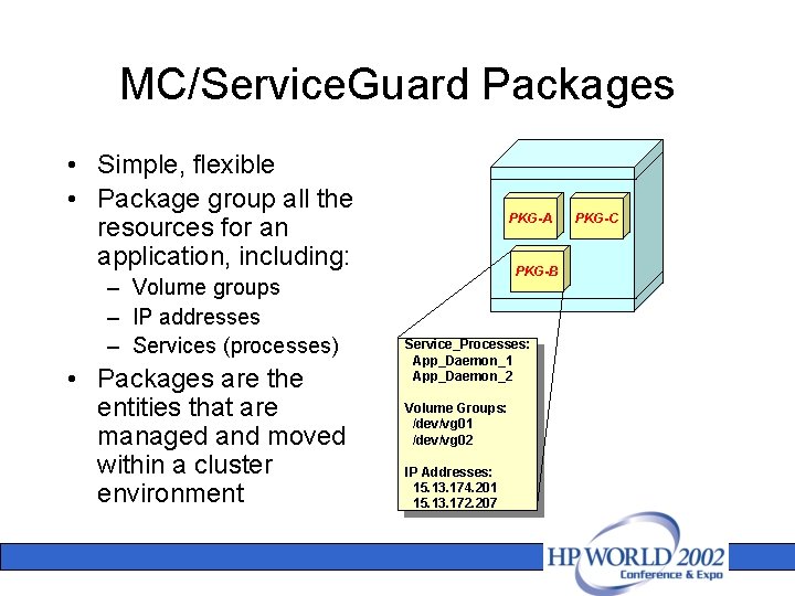 MC/Service. Guard Packages • Simple, flexible • Package group all the resources for an