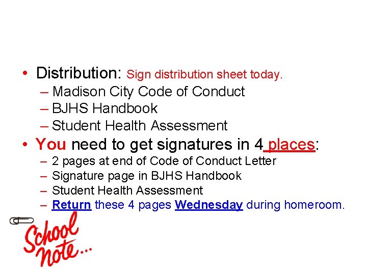  • Distribution: Sign distribution sheet today. – Madison City Code of Conduct –