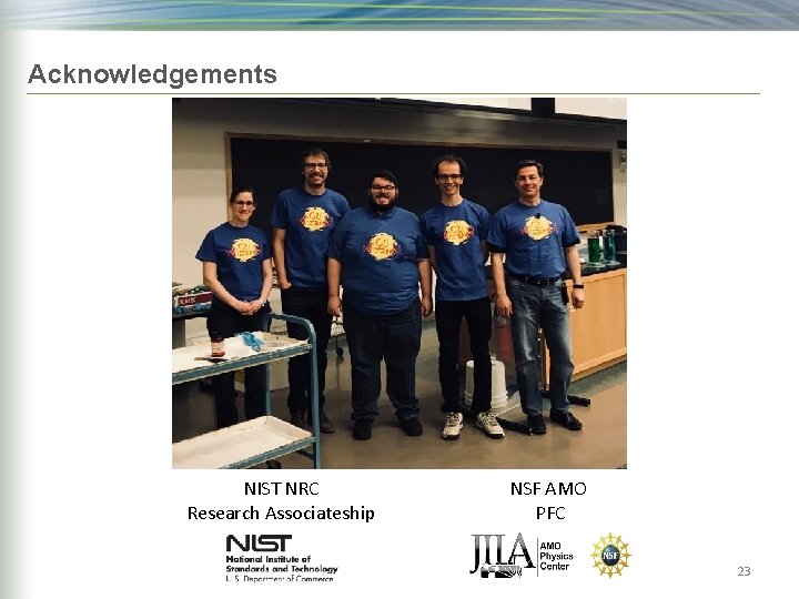 Acknowledgements NIST NRC Research Associateship NSF AMO PFC 23 