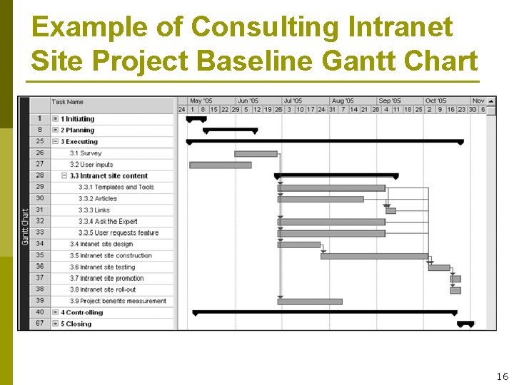Example of Consulting Intranet Site Project Baseline Gantt Chart 16 