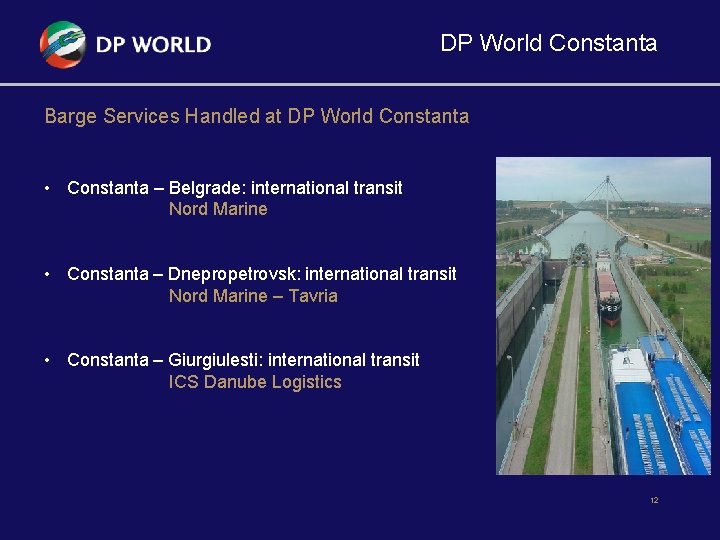 DP World Constanta Barge Services Handled at DP World Constanta • Constanta – Belgrade: