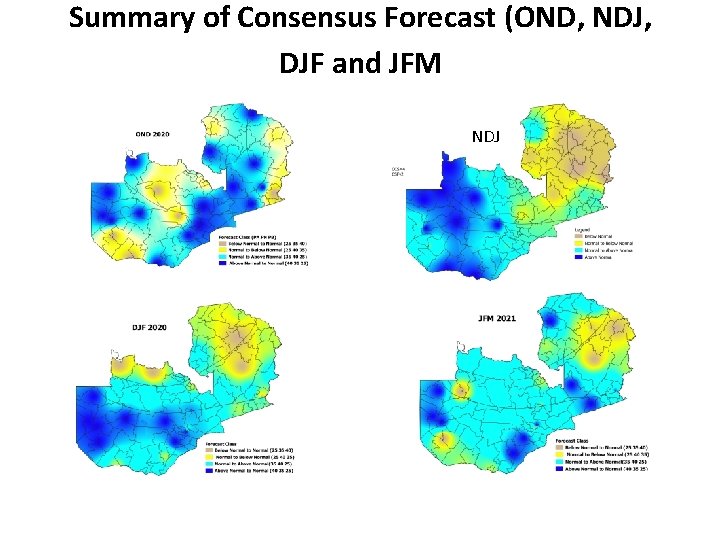 Summary of Consensus Forecast (OND, NDJ, DJF and JFM NDJ 