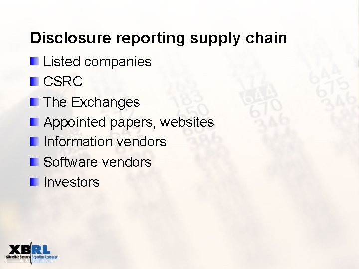 Disclosure reporting supply chain Listed companies CSRC The Exchanges Appointed papers, websites Information vendors