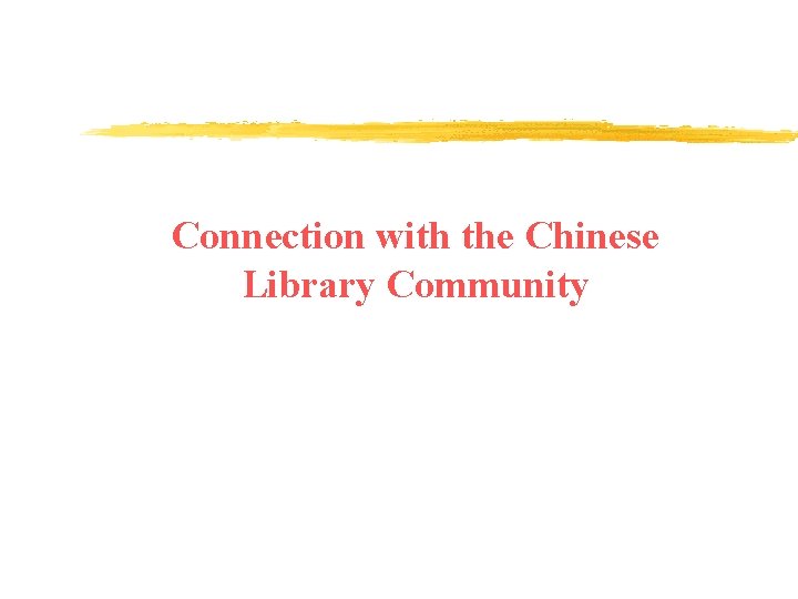 Connection with the Chinese Library Community 