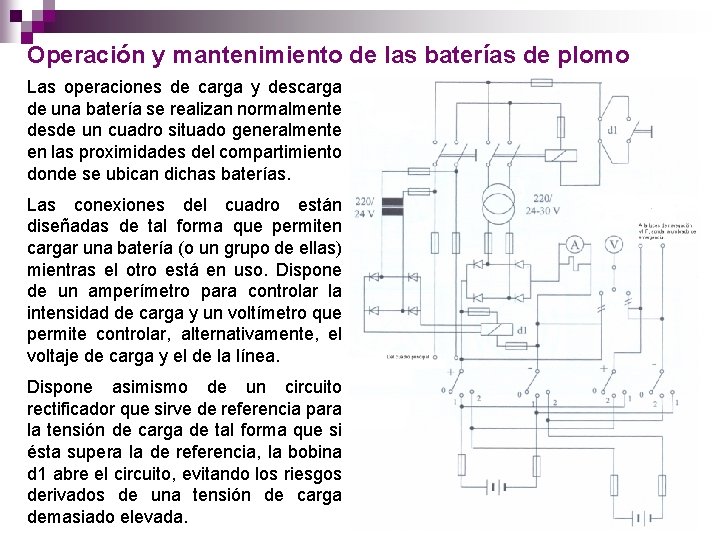 Operación y mantenimiento de las baterías de plomo Las operaciones de carga y descarga
