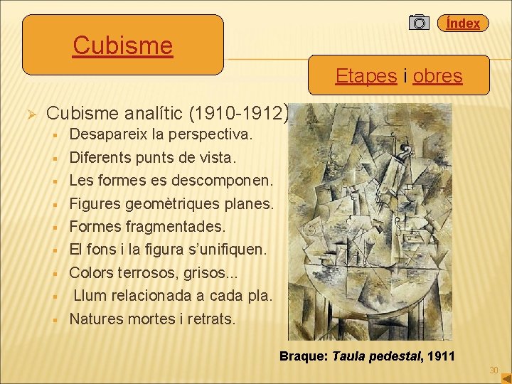 Índex Cubisme Etapes i obres Ø Cubisme analític (1910 -1912): § § § §