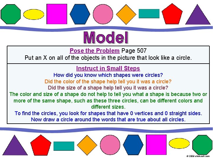 Model Pose the Problem Page 507 Put an X on all of the objects