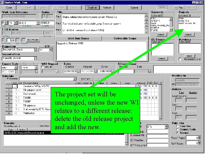 The project set will be unchanged, unless the new WI relates to a different