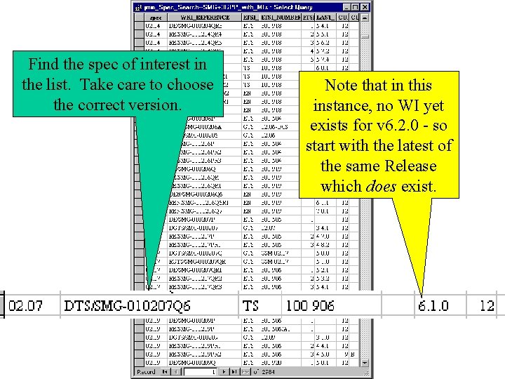 Find the spec of interest in the list. Take care to choose the correct