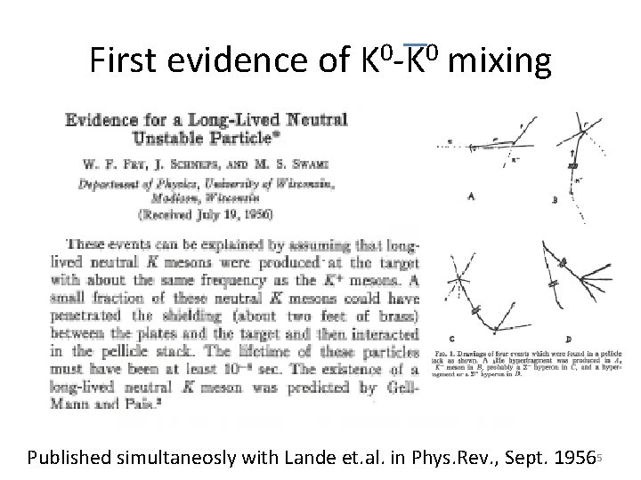 First evidence of K 0 -K 0 mixing Published simultaneosly with Lande et. al.