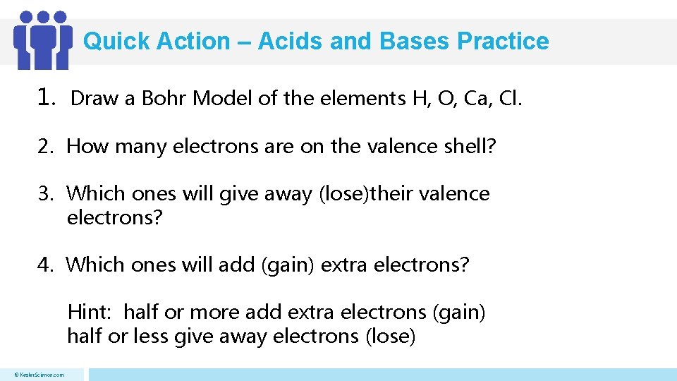 Quick Action – Acids and Bases Practice 1. Draw a Bohr Model of the