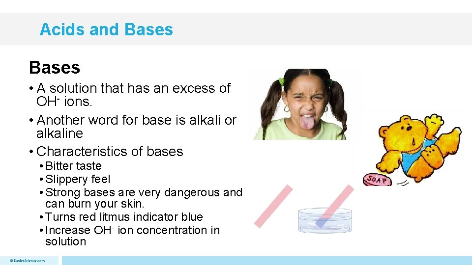 Acids and Bases • A solution that has an excess of OH- ions. •