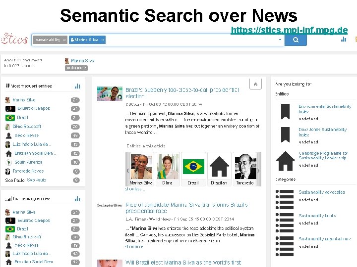 Semantic Search over News https: //stics. mpi-inf. mpg. de Semantic Search over News https: //stics. mpi-inf. mpg. de