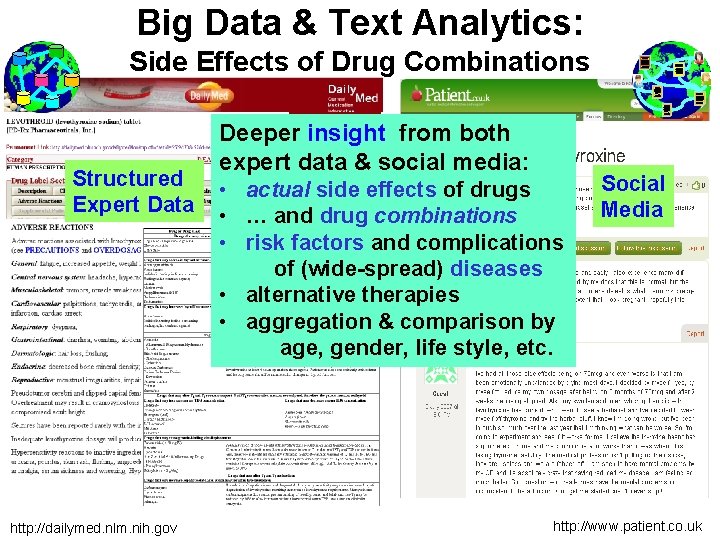 Big Data & Text Analytics: Side Effects of Drug Combinations Structured Expert Data http: Big Data & Text Analytics: Side Effects of Drug Combinations Structured Expert Data http:
