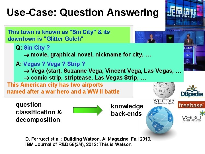 Use-Case: Question Answering This town is known as "Sin City" & its downtown is Use-Case: Question Answering This town is known as "Sin City" & its downtown is
