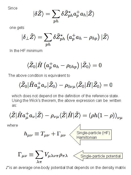 Since one gets In the HF minimum The above condition is equivalent to which