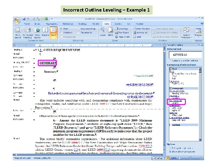 Incorrect Outline Leveling – Example 1 