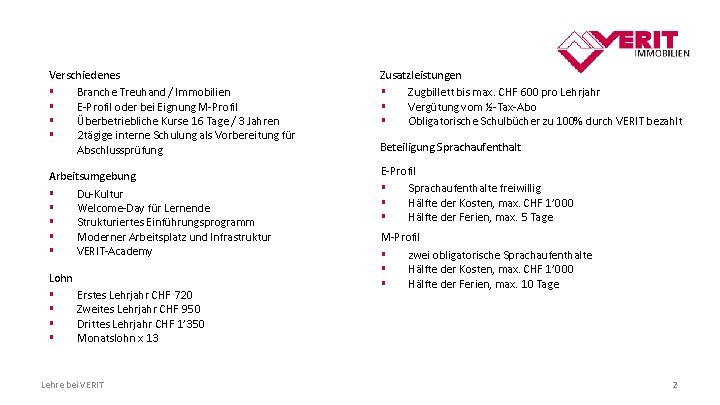 Verschiedenes § Branche Treuhand / Immobilien § E-Profil oder bei Eignung M-Profil § Überbetriebliche