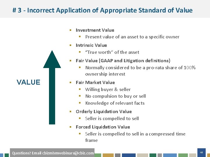 # 3 - Incorrect Application of Appropriate Standard of Value § Investment Value §