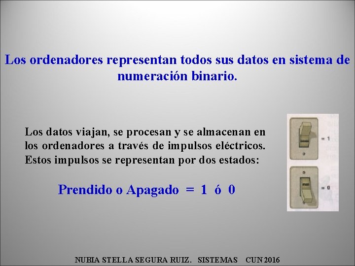 Los ordenadores representan todos sus datos en sistema de numeración binario. Los datos viajan,