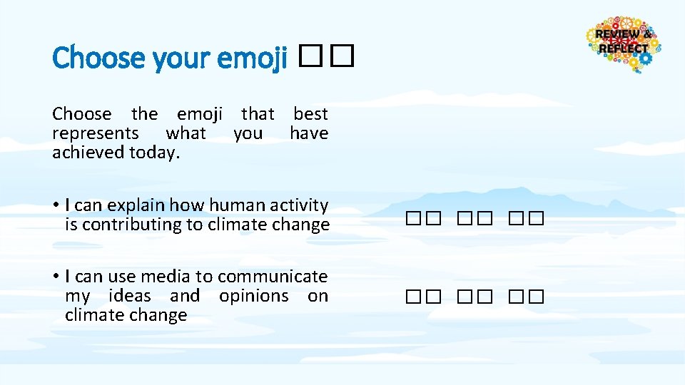 Choose your emoji �� Choose the emoji that best represents what you have achieved